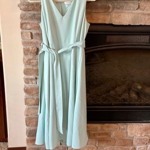 Calvin Klein sky blue belted swing dress
